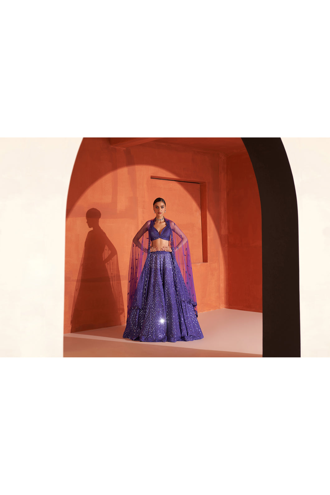 Purple Raw Silk Lehenga Set