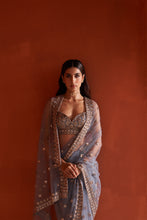 Load image into Gallery viewer, Grey Net saree
