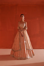 Load image into Gallery viewer, Peach Raw Silk Lehenga Set
