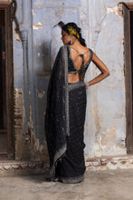 Load image into Gallery viewer, BLACK ORGANZA SAREE
