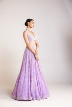 Load image into Gallery viewer, Lilac V Neck Pearl Chandelier Lehenga Set
