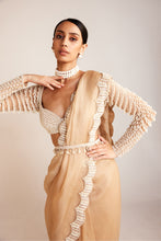 Load image into Gallery viewer, Beige Chandelier Drop Saree Set
