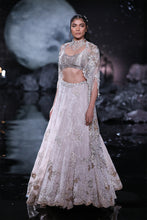 Load image into Gallery viewer, Dusty Ivory Chikankari lehenga interspersed with Pearl and zardozi hand embroidery
