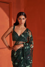 Load image into Gallery viewer, Hunter Green Net Saree
