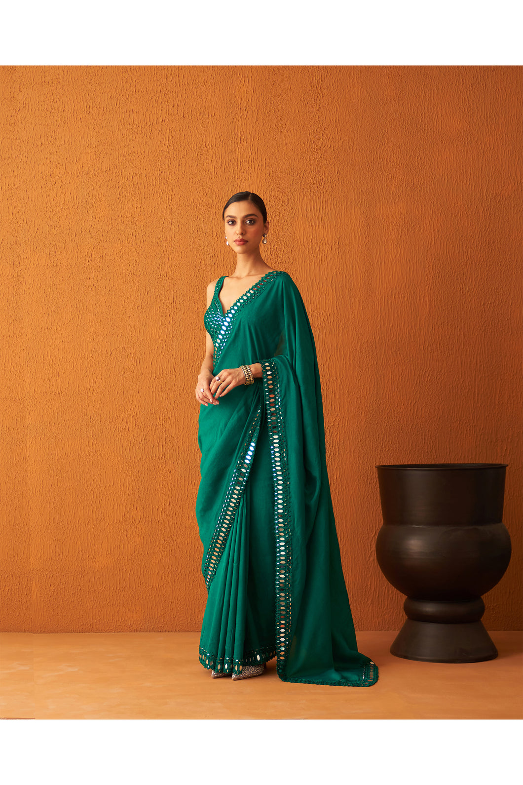 Myrtle Green Silk Saree