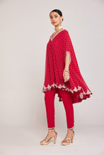 Load image into Gallery viewer, Crimson Red Asymmetrical Cape Set
