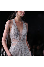 Load image into Gallery viewer, Xena Shimmer Tulle Halter Gown

