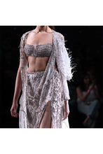 Load image into Gallery viewer, Cynthia Chiffon Crystal Encrusted Draped Sari Set

