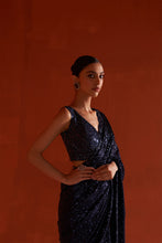 Load image into Gallery viewer, Midnight Blue Georgette Saree
