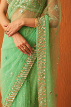 Load image into Gallery viewer, Sea Green Net Saree
