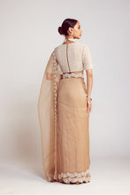 Load image into Gallery viewer, Beige V Neck Saree Set
