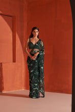 Load image into Gallery viewer, Hunter Green Net Saree

