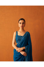 Load image into Gallery viewer, Peacock Blue Silk Saree
