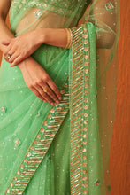 Load image into Gallery viewer, Sea Green Net Saree
