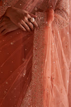 Load image into Gallery viewer, Pastel Orange Net Saree
