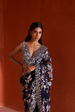 Load image into Gallery viewer, Midnight Blue Net Saree
