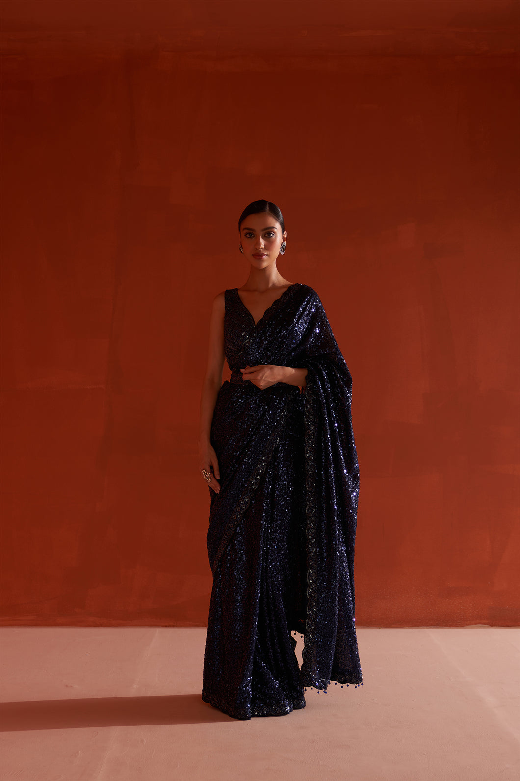 Midnight Blue Georgette Saree