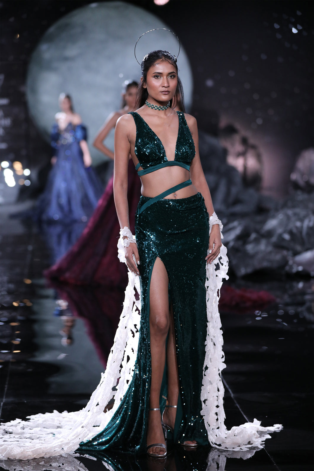 Cora Sheeted Skirt Paired With A Choli And Cape