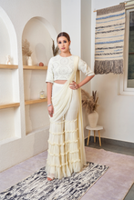 Load image into Gallery viewer, OFF-WHITE FRILL GARARA SAREE
