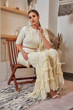 Load image into Gallery viewer, OFF-WHITE FRILL GARARA SAREE
