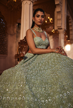 Load image into Gallery viewer, Mint embroidered lehenga
