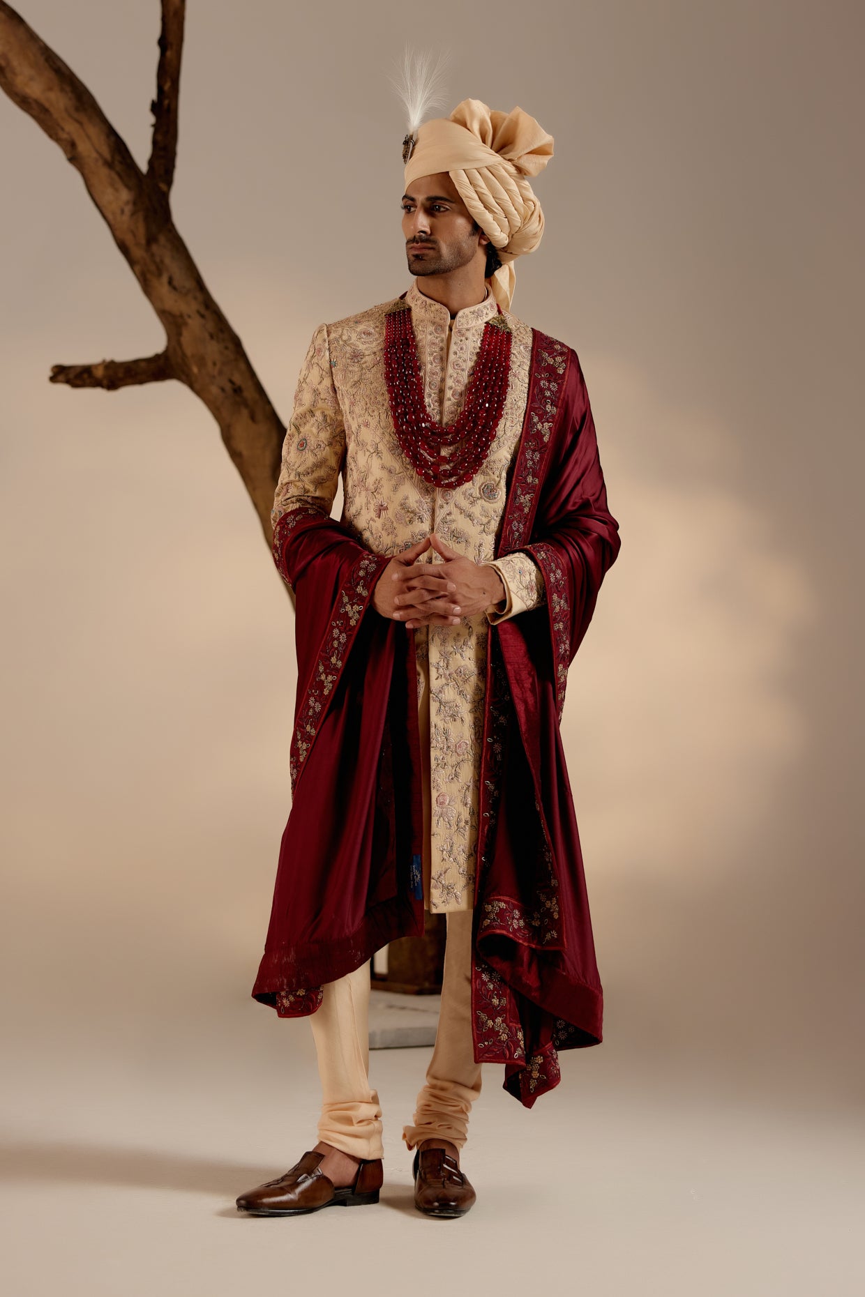 Pale Gold Sherwani set