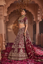 Load image into Gallery viewer, Maroon heavily hand embroidered lehenga
