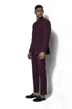 Load image into Gallery viewer, Wine Textured Bandhgala Set
