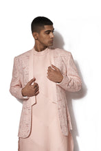 Load image into Gallery viewer, Pink Embroidered Open Bandhgala Set
