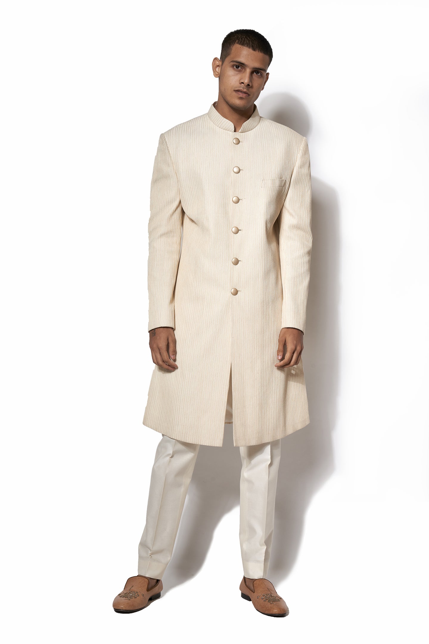 Ivory Signature Textured Long Jacket Set