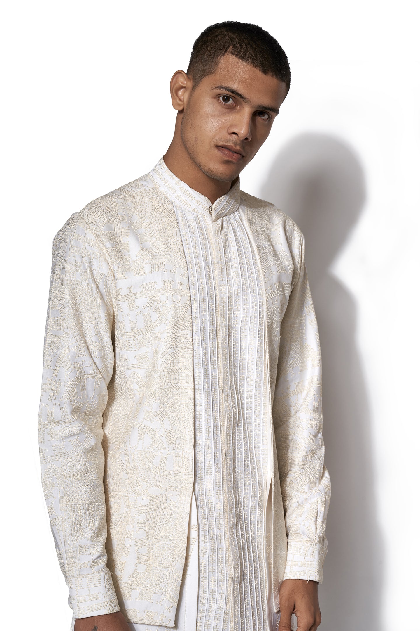 Ivory Layered Embroidered Kurta Set