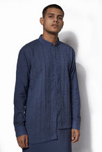 Load image into Gallery viewer, Denim Blue Asymmetrical Textured Kurta Set
