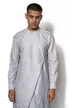 Load image into Gallery viewer, Ice blue Asymmetrical Embroidered  Kurta set
