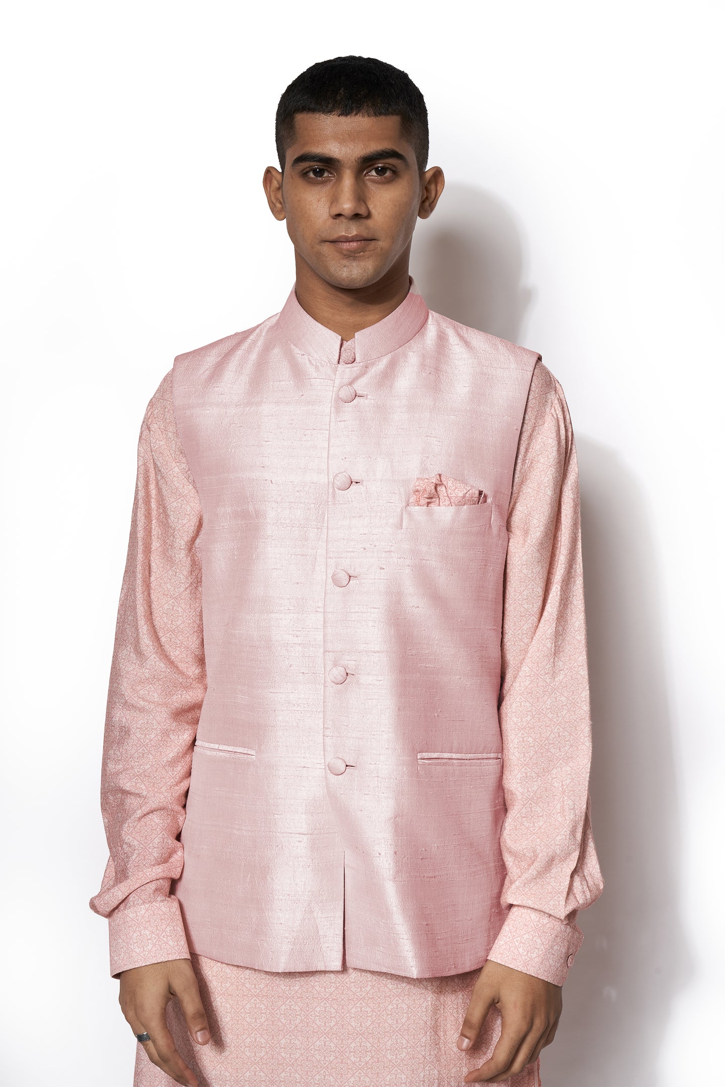 Blush Pink Bundi Kurta Set