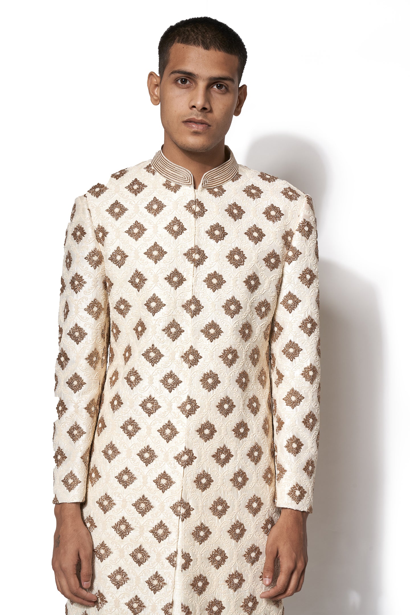 Ivory Hand Embroidered Sherwani Set