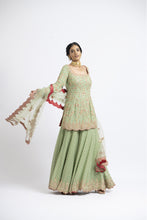Load image into Gallery viewer, JADE GREEN GEORGETTE GOTA EMBROIDERY SET
