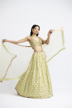 Load image into Gallery viewer, MEHENDI GREEN LEHENGA CHOLI SET
