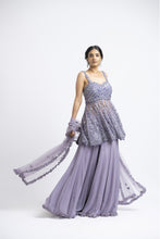 Load image into Gallery viewer, SMOKY LILAC PEPLUM SHARARA SET
