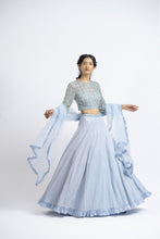 Load image into Gallery viewer, ICE BLUE TULLE LEHENGA CHOLI SET
