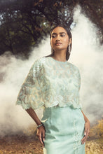 Load image into Gallery viewer, AQUA BLUE AND GREEN SKIRT WITH CAPE AND BUSTIER
