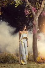 Load image into Gallery viewer, BLUE GREY PALAZZO WITH PLEATED CROP TOP WITH BELT
