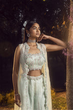 Load image into Gallery viewer, MINT GREEN TROUSER WITH PLEATED CROP TOP AND JACKET SET
