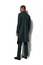 Load image into Gallery viewer, Forest Green Asymmetrical layered Long Jacket Set

