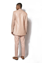 Load image into Gallery viewer, Peach Embroidered Asymmetrical Bandhgala set
