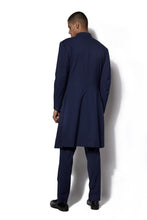 Load image into Gallery viewer, Navy Blue Asymmetrical Layered Long Jacket Set
