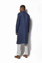 Load image into Gallery viewer, Denim Blue Asymmetrical Textured Kurta Set
