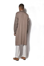 Load image into Gallery viewer, Mouse Grey Asymmetrical layered kurta Set
