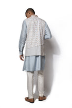 Load image into Gallery viewer, Ice Blue Embroidered Bundi Kurta Set
