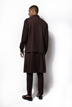 Load image into Gallery viewer, Brown Textured Nehru Jacket Set
