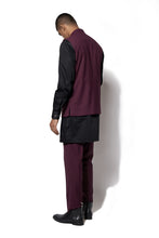 Load image into Gallery viewer, Wine Asymmetric Nehru Jacket Set
